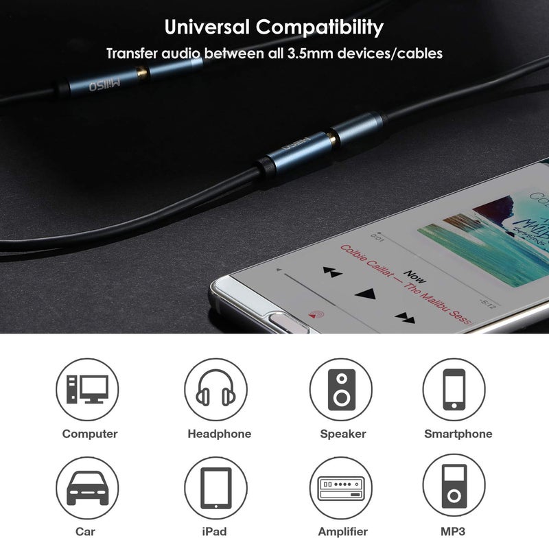 MillSO 1/8" 3.5mm Female to Female Adapter Cable TRS Premium Stereo Gold-Plated Audio AUX Cord Connectors for Headphones, Car Stereo, or Home HiFi Sound System - 15cm/6inch - Image 5